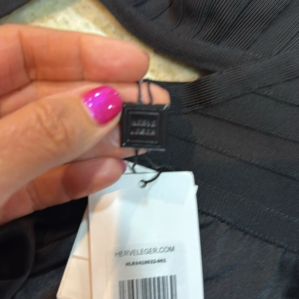Herve Leger x Law Roach black cut out  spaghetti straps cocktail dress size 6 - Picture 13 of 15